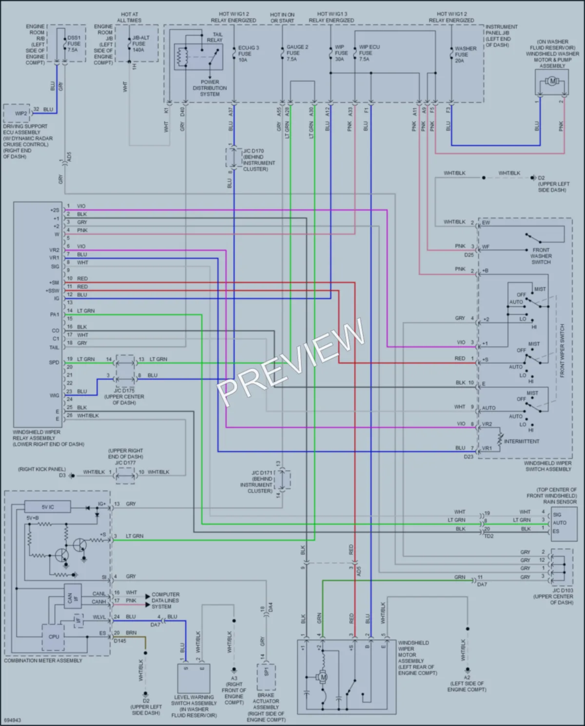 2020 Toyota Sienna Wiper Washer wiring diagram preview
