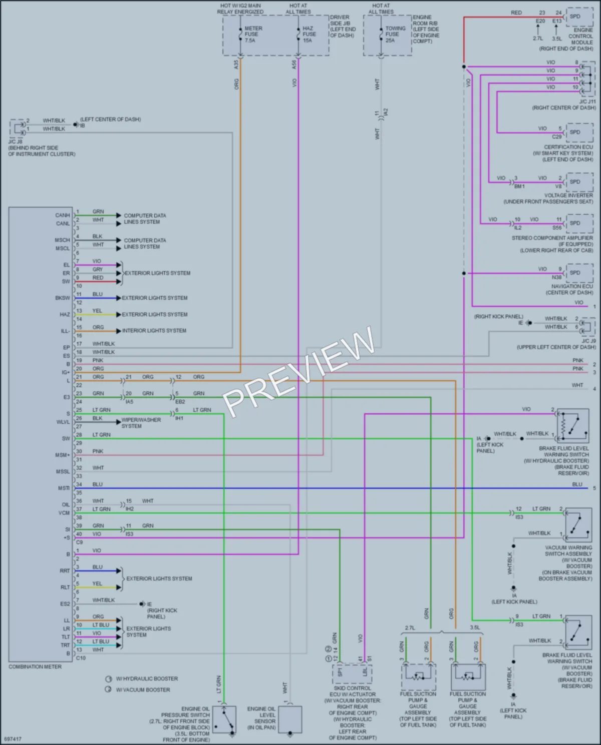 2020 Toyota Tacoma Instrument Cluster wiring diagram preview