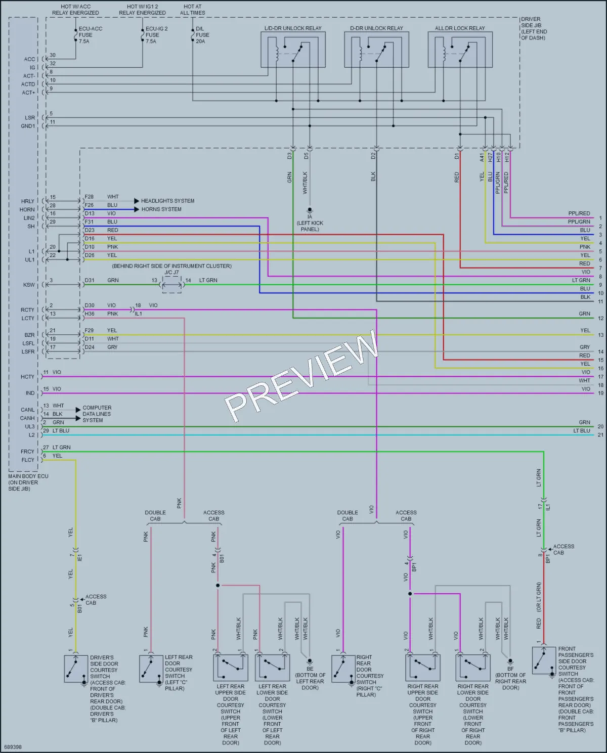 2020 Toyota Tacoma Power Door Locks wiring diagram preview