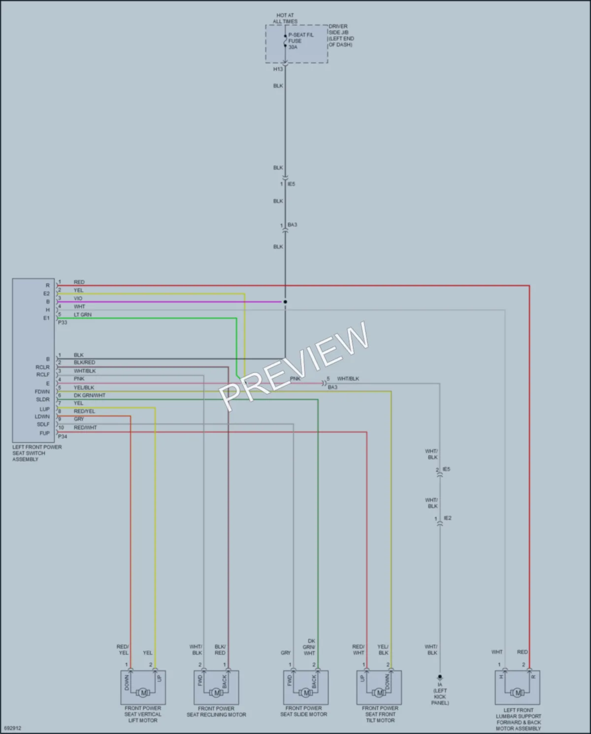 2020 Toyota Tacoma Power Seats wiring diagram preview