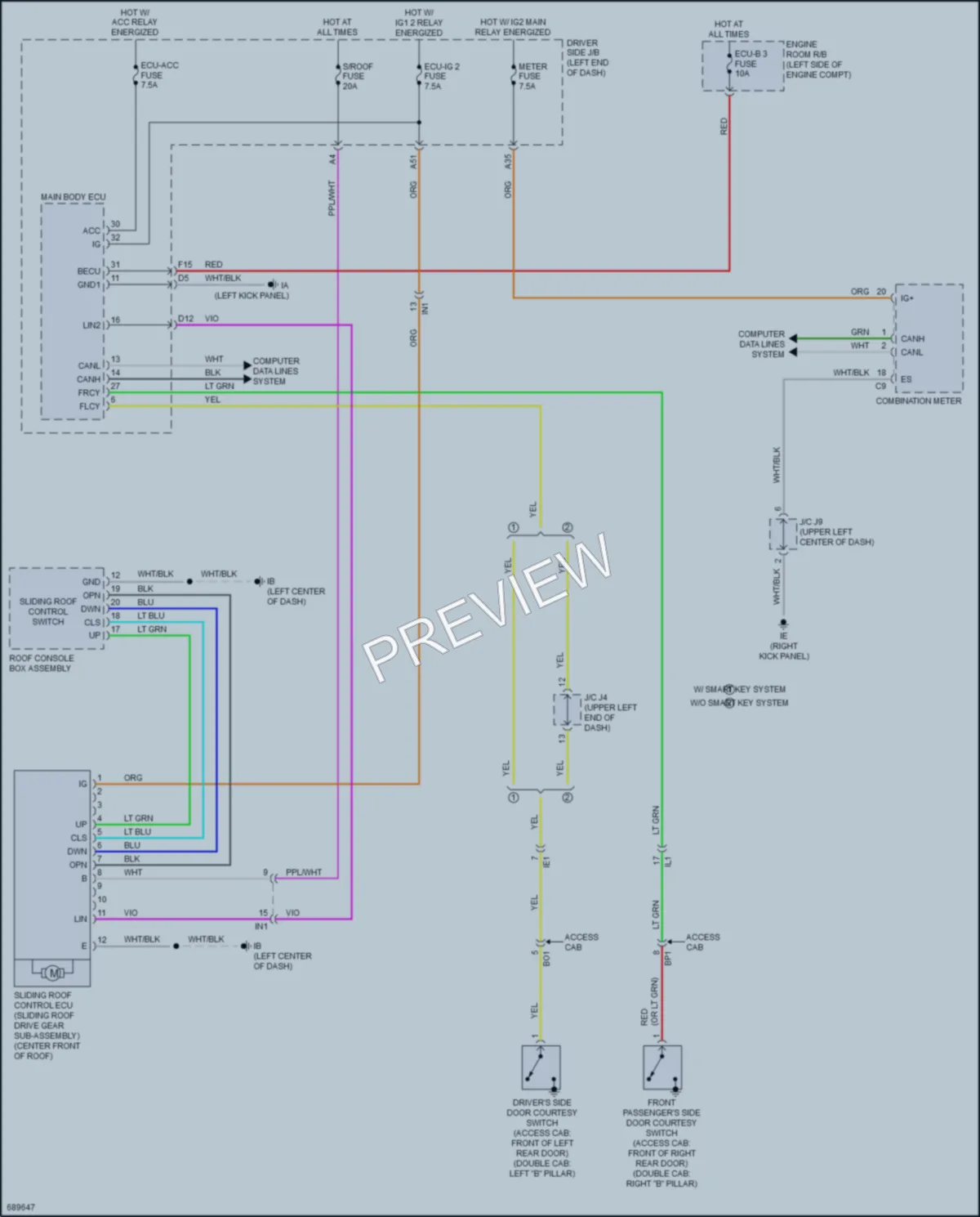 2020 Toyota Tacoma Power Top Sunroof wiring diagram preview
