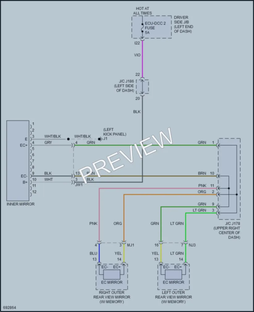 2020 Toyota Tundra Power Mirrors wiring diagram preview