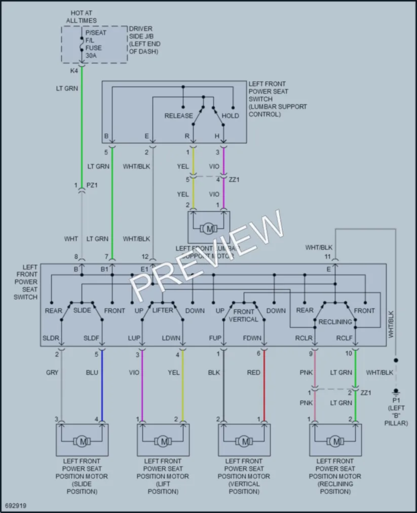 2020 Toyota Tundra Power Seats wiring diagram preview