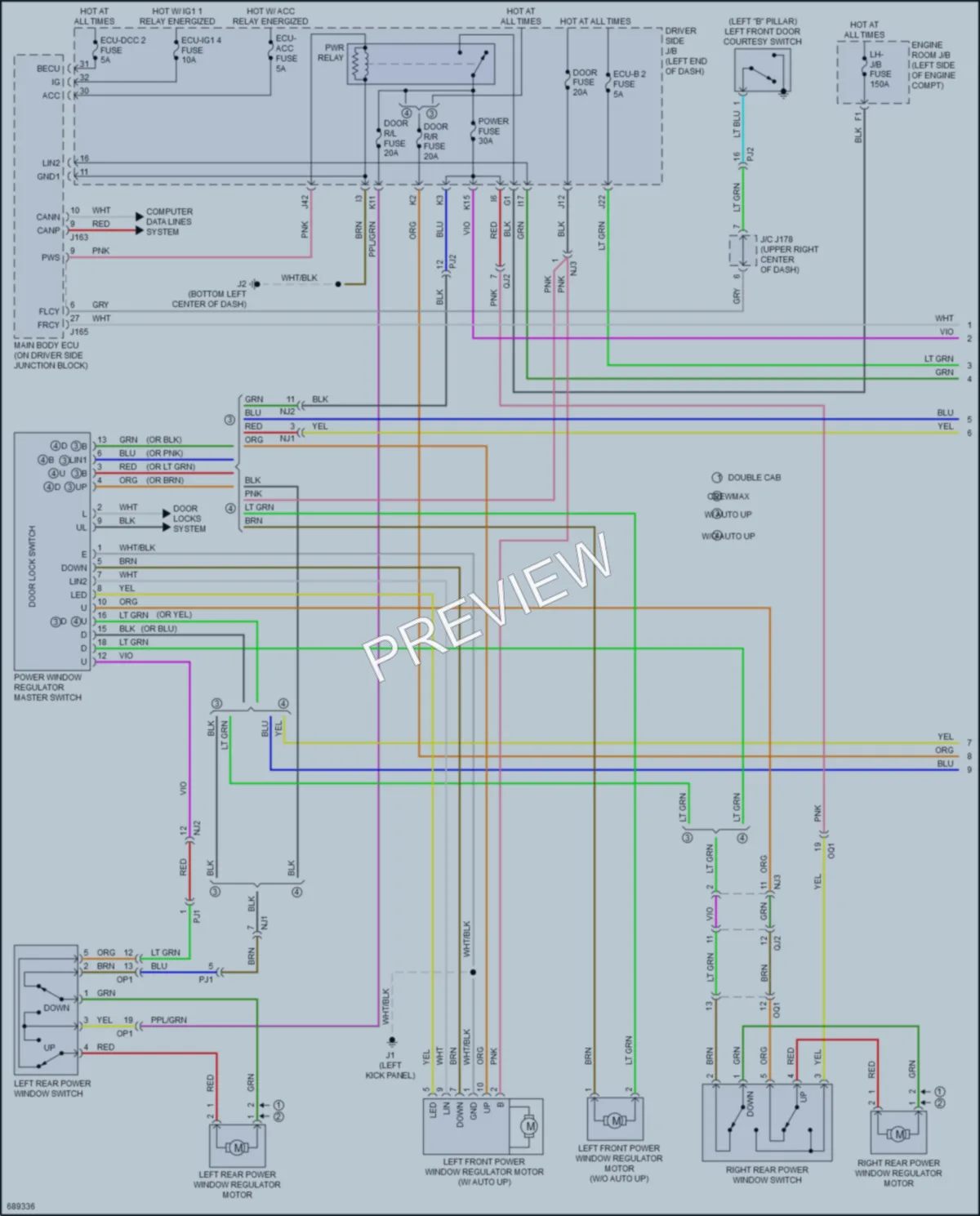 2020 Toyota Tundra Power Windows wiring diagram preview