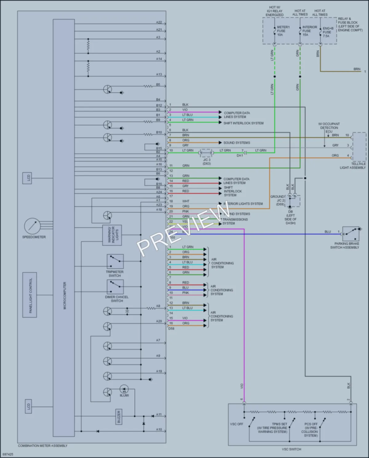 2020 Toyota Yaris Instrument Cluster wiring diagram preview