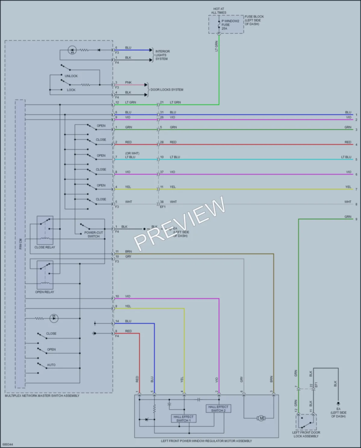 2020 Toyota Yaris Power Windows wiring diagram preview