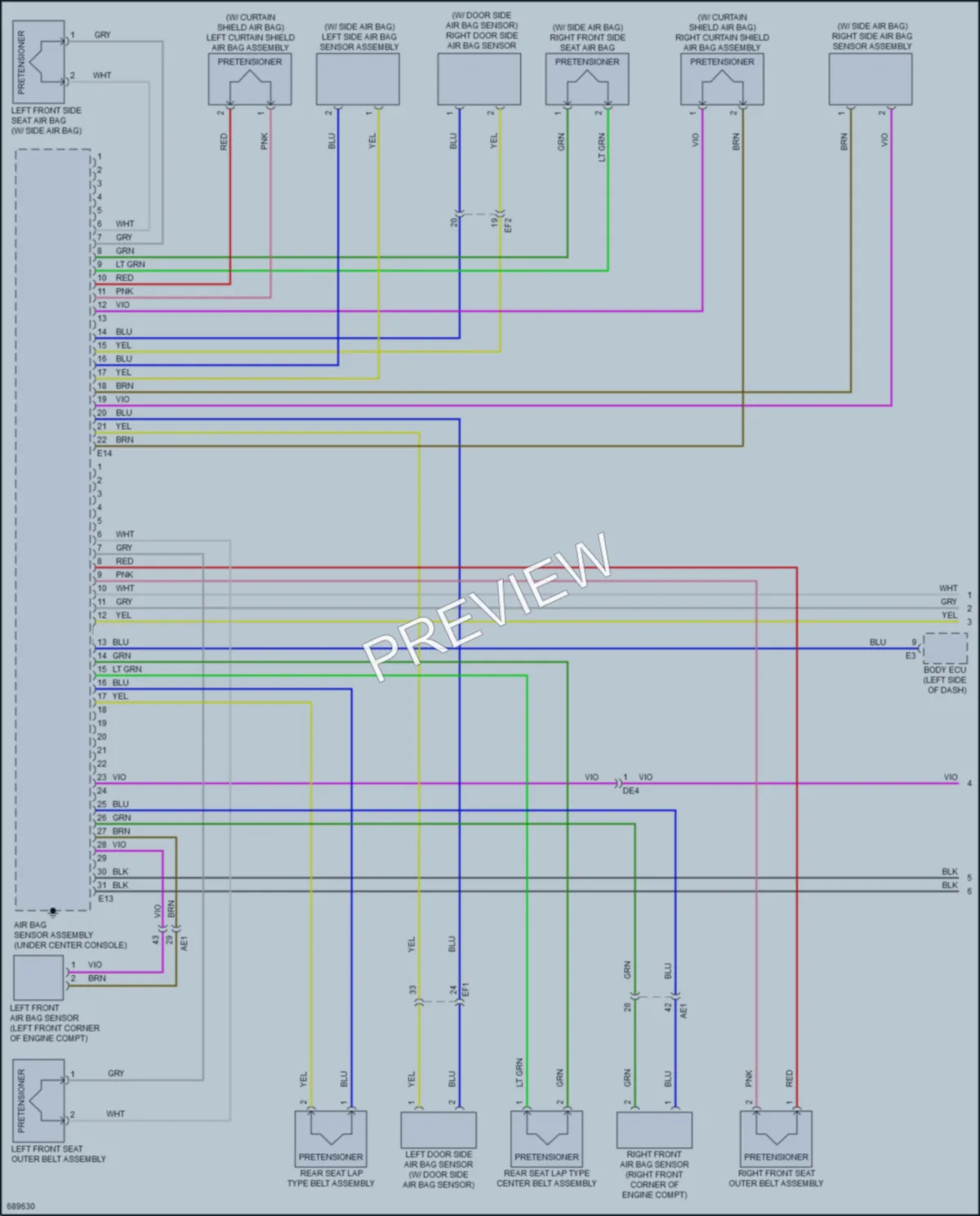 2020 Toyota Yaris Supplemental Restraints wiring diagram preview