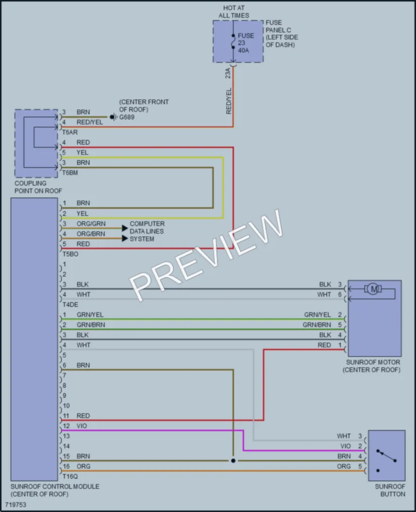 2020 Volkswagen Arteon Power Top Sunroof wiring diagram preview