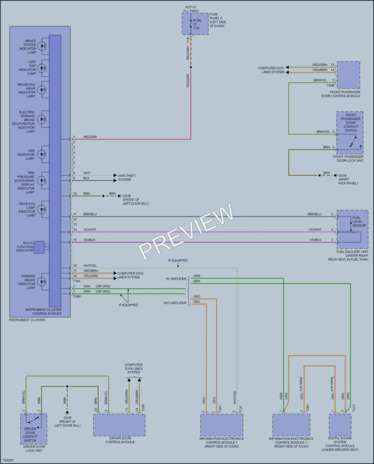 2020 Volkswagen Atlas Instrument Cluster wiring diagram preview