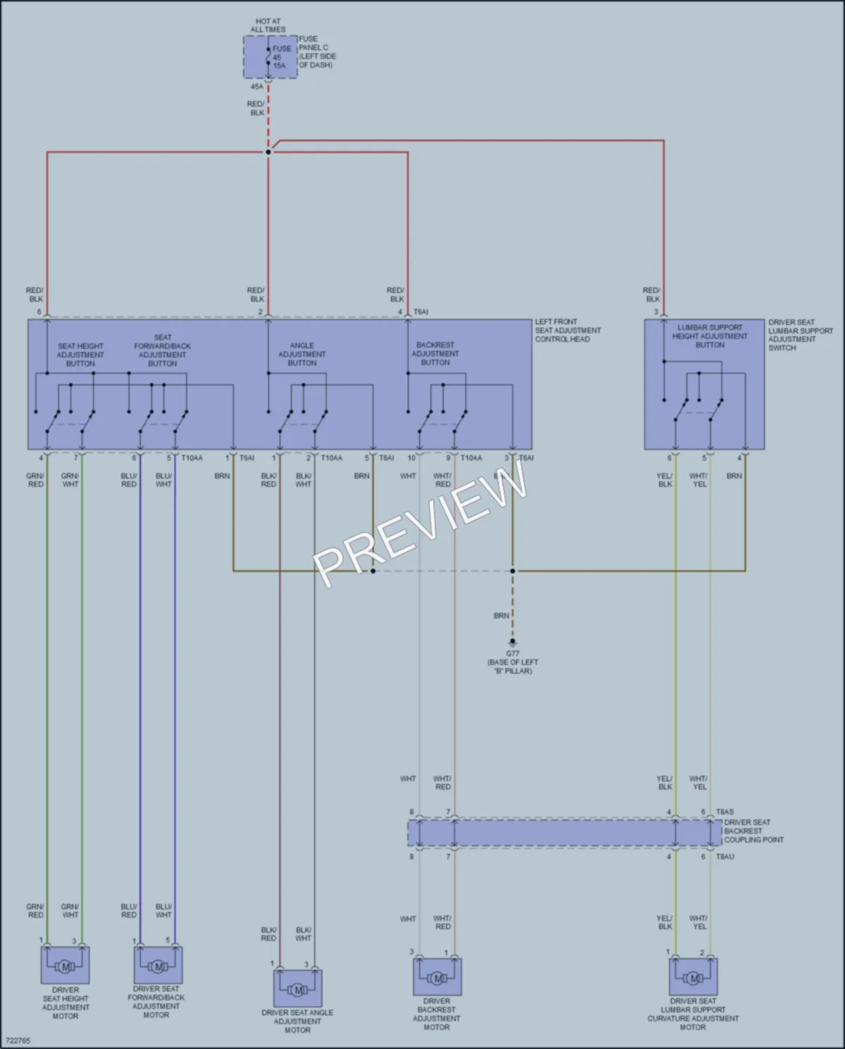 2020 Volkswagen Atlas Power Seats wiring diagram preview