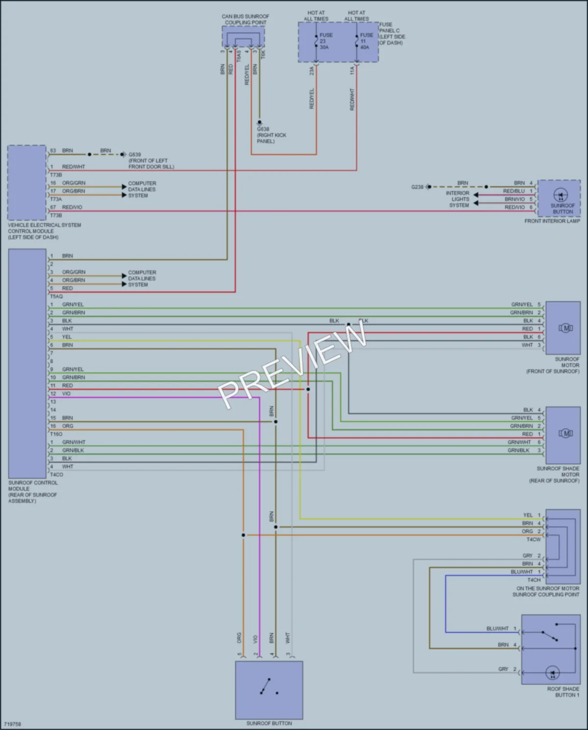 2020 Volkswagen Atlas Power Top Sunroof wiring diagram preview