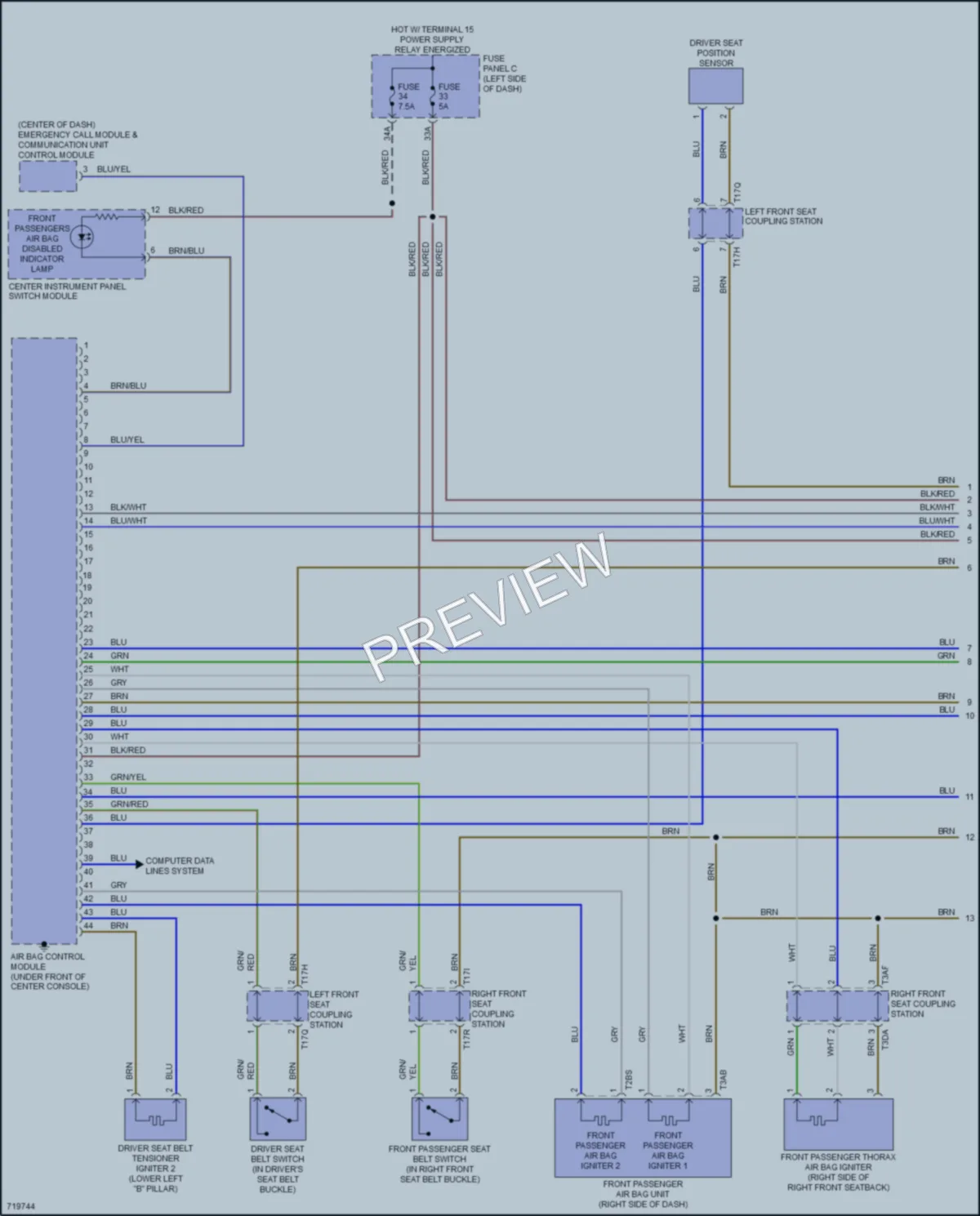2020 Volkswagen Atlas Supplemental Restraints wiring diagram preview