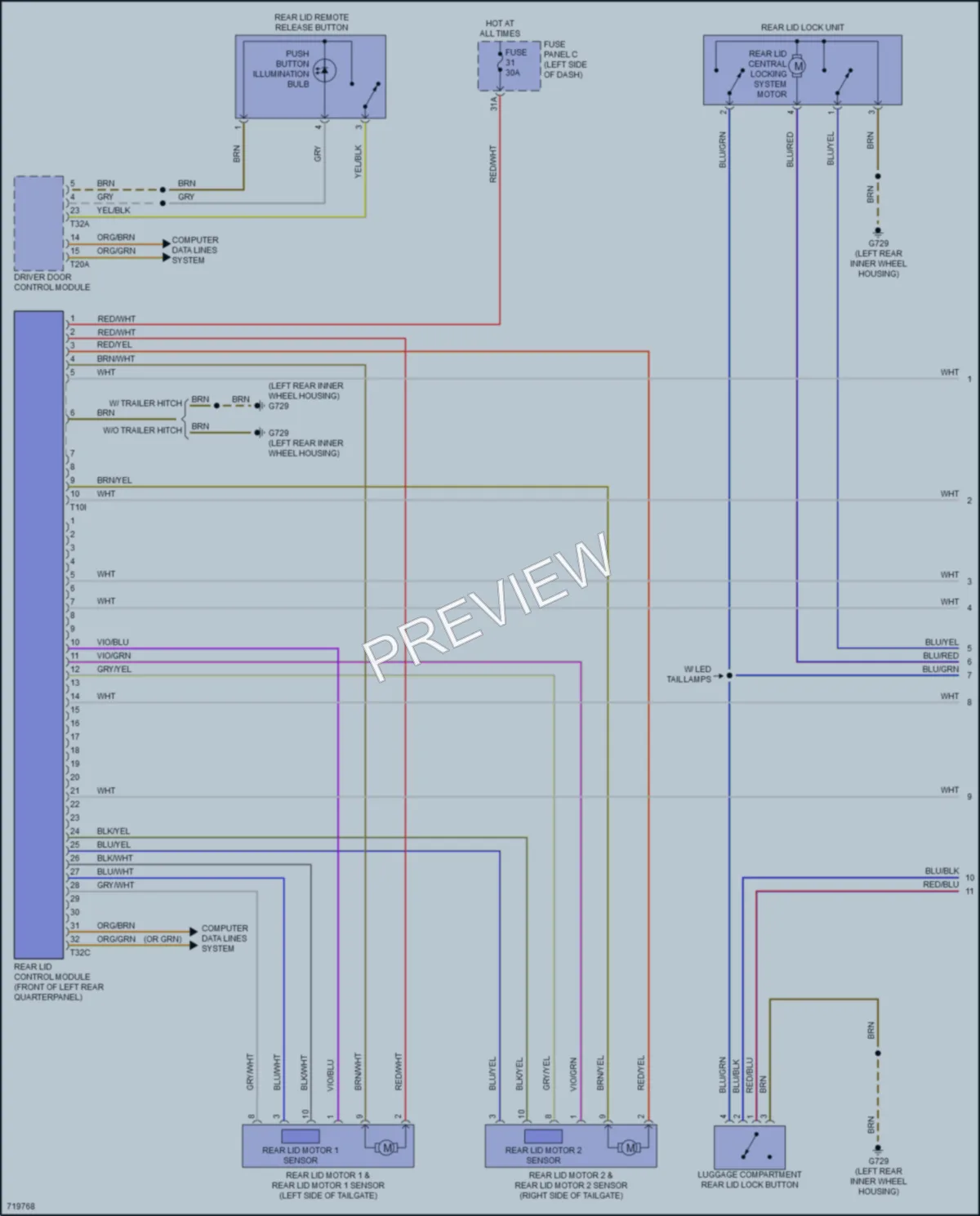 2020 Volkswagen Atlas Trunk Tailgate Fuel Door wiring diagram preview