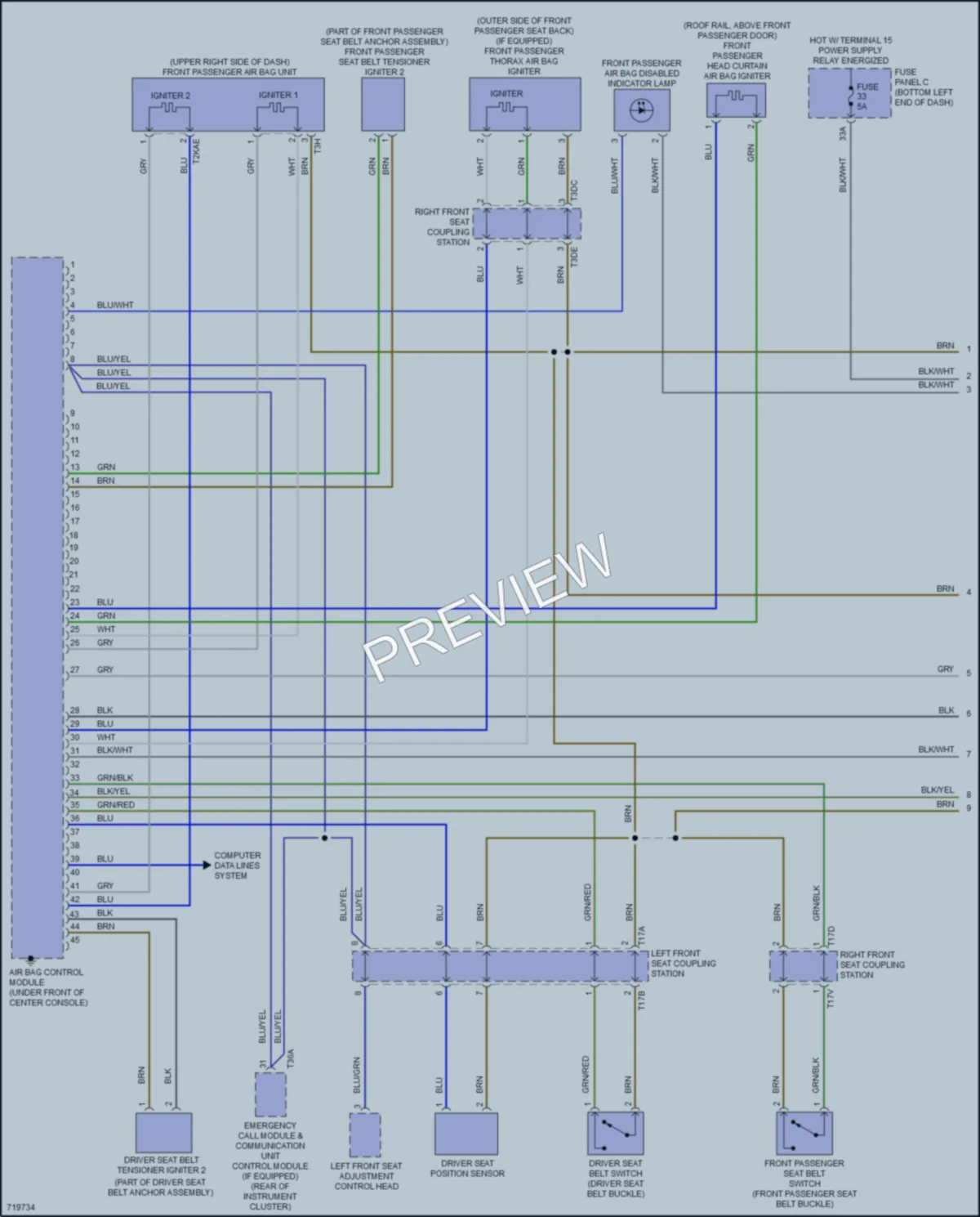 2020 Volkswagen JettaGLI Supplemental Restraints wiring diagram preview