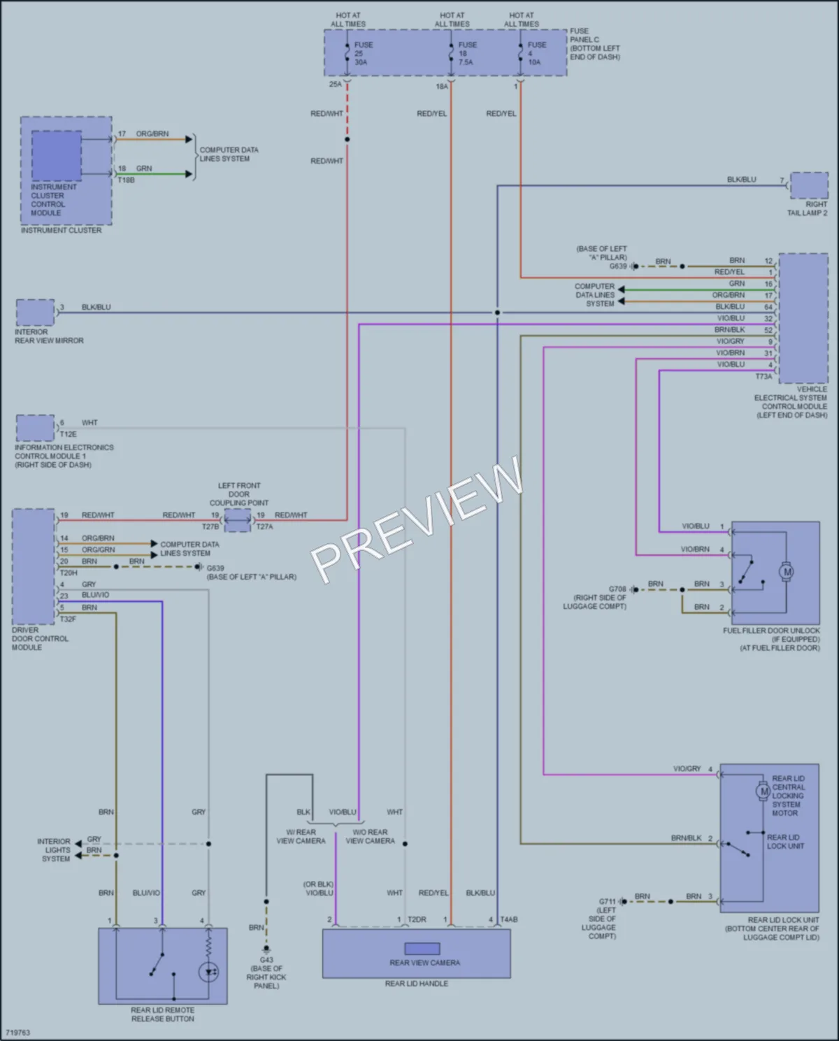 2020 Volkswagen JettaGLI Trunk Tailgate Fuel Door wiring diagram preview