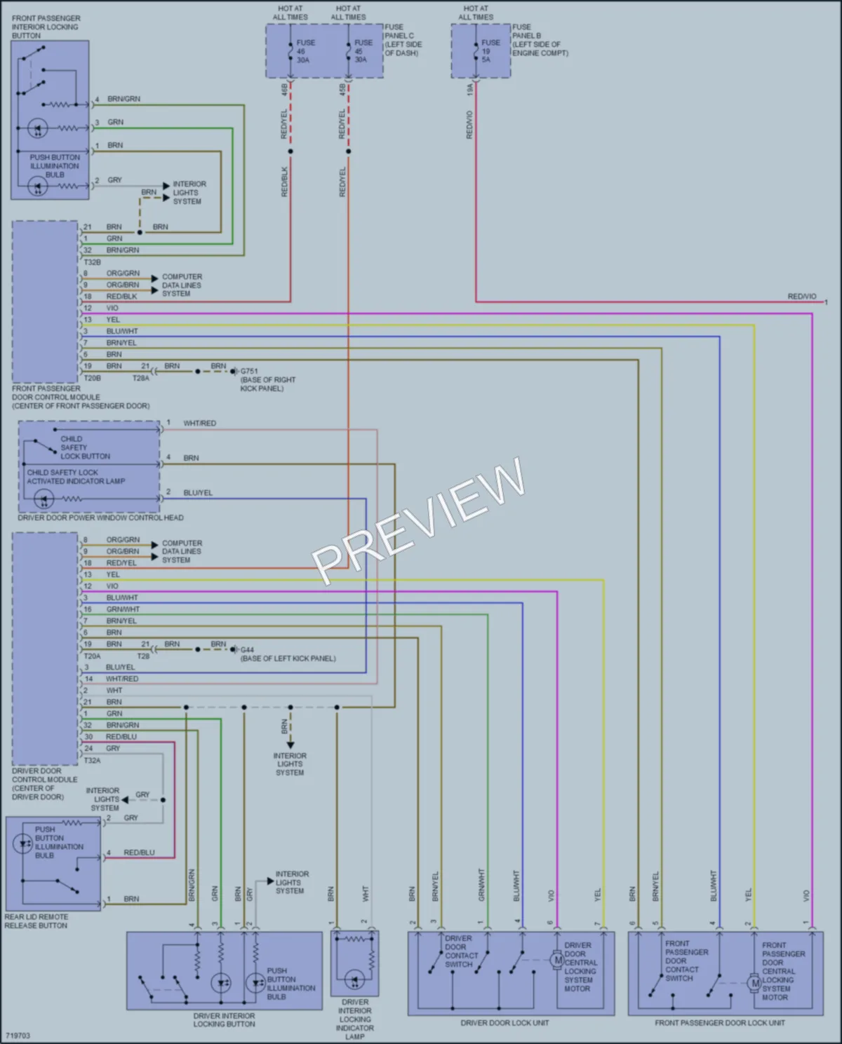 2020 Volkswagen Passat Power Door Locks wiring diagram preview