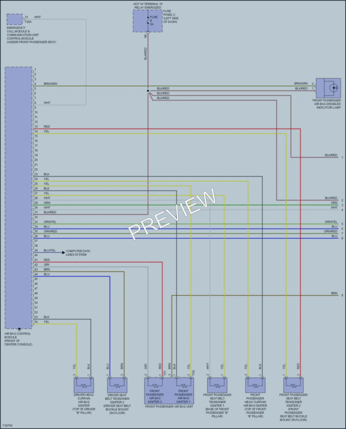 2020 Volkswagen Passat Supplemental Restraints wiring diagram preview