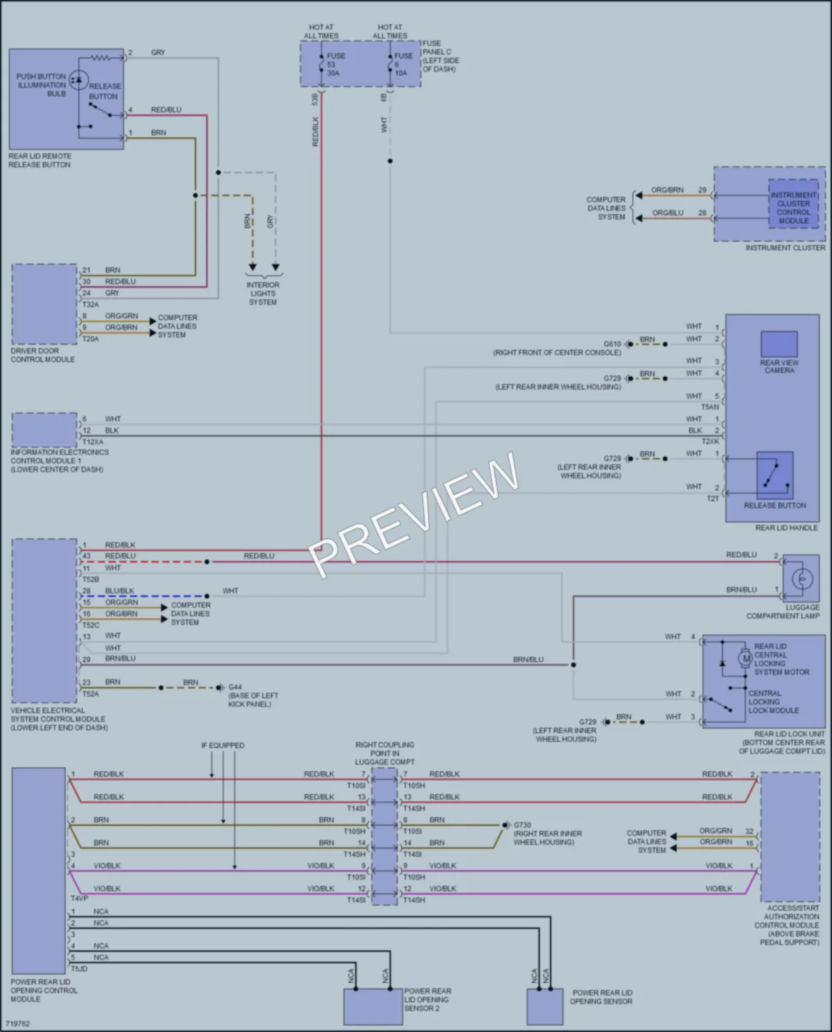 2020 Volkswagen Passat Trunk Tailgate Fuel Door wiring diagram preview