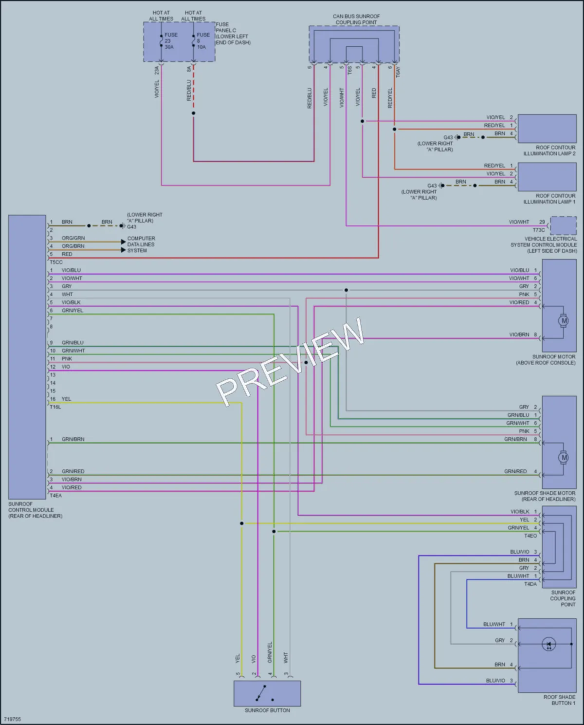 2020 Volkswagen Tiguan Power Top Sunroof wiring diagram preview