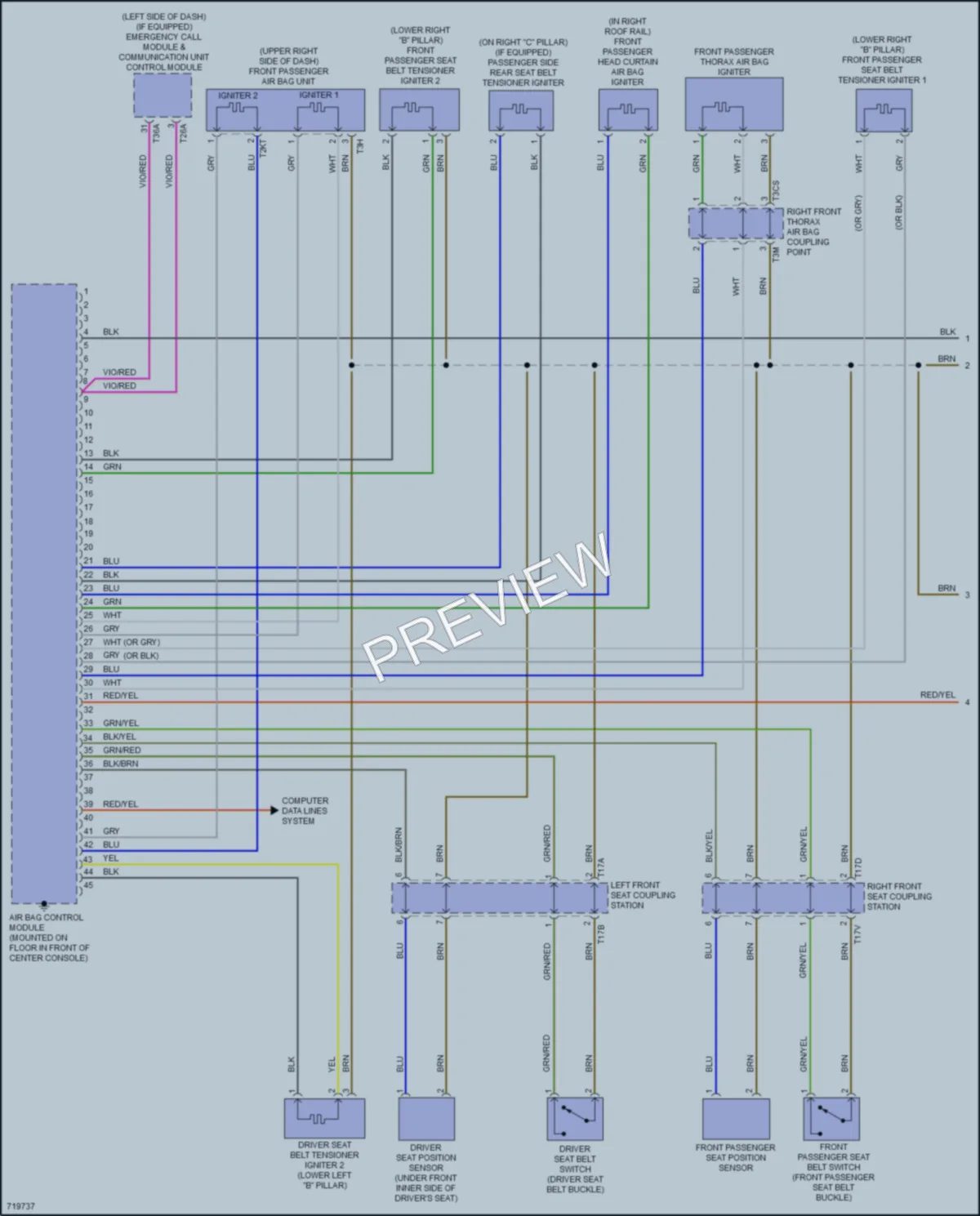 2020 Volkswagen Tiguan Supplemental Restraints wiring diagram preview