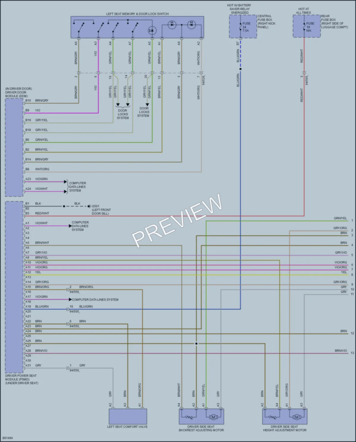 2020 Volvo S60 Memory Systems wiring diagram preview