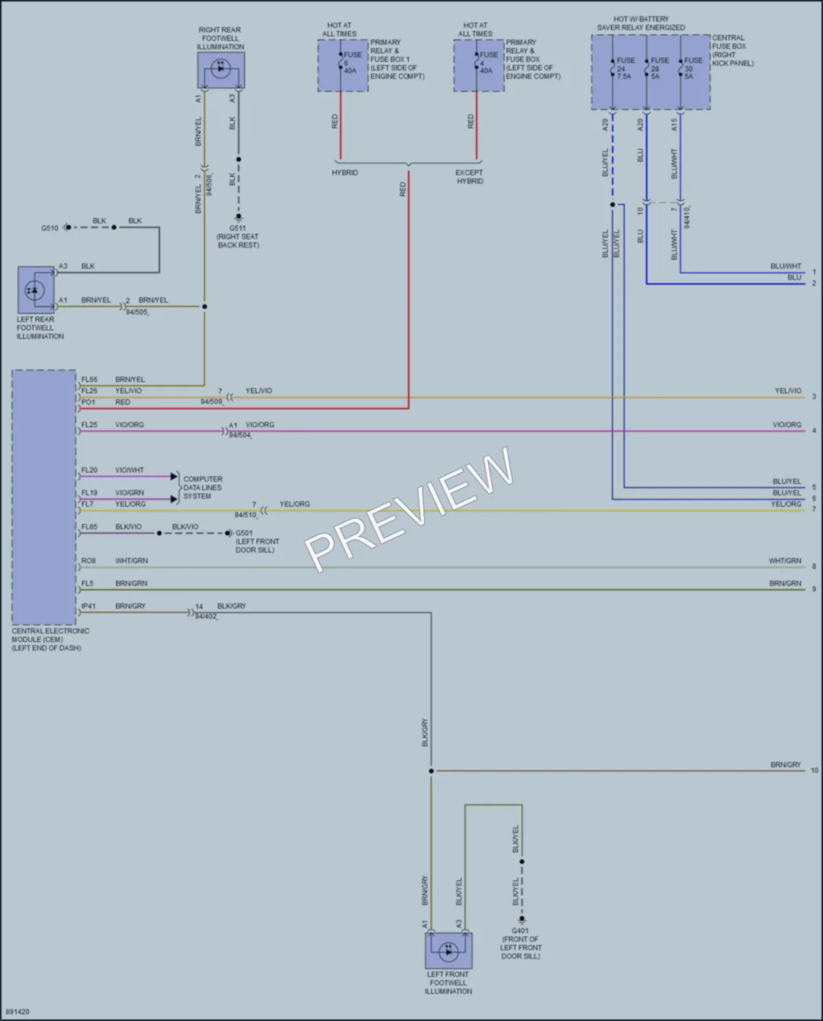 2020 Volvo S60PlugIn Interior Lights wiring diagram preview