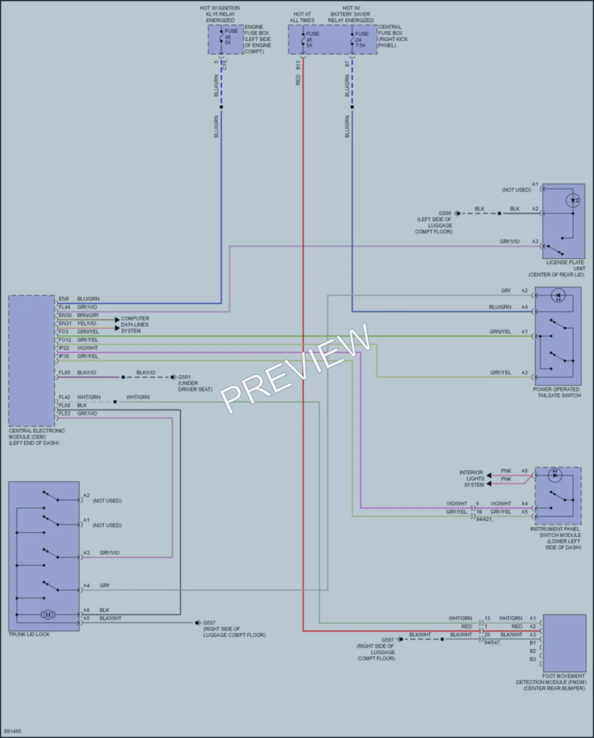 2020 Volvo S60PlugIn Trunk Tailgate Fuel Door wiring diagram preview