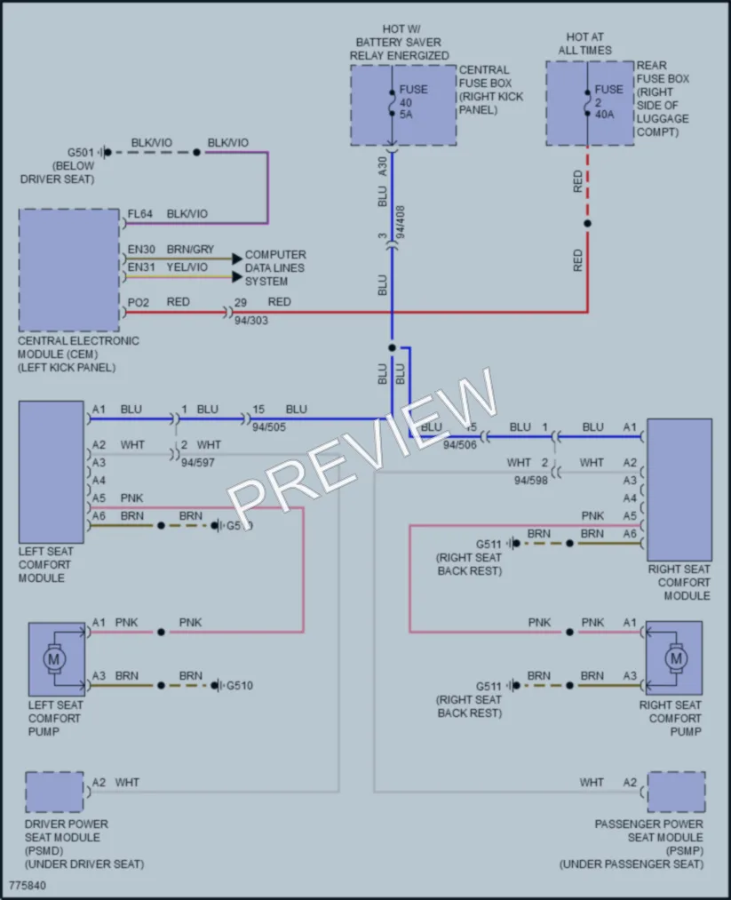 2020 Volvo XC90PlugIn Power Seats wiring diagram preview