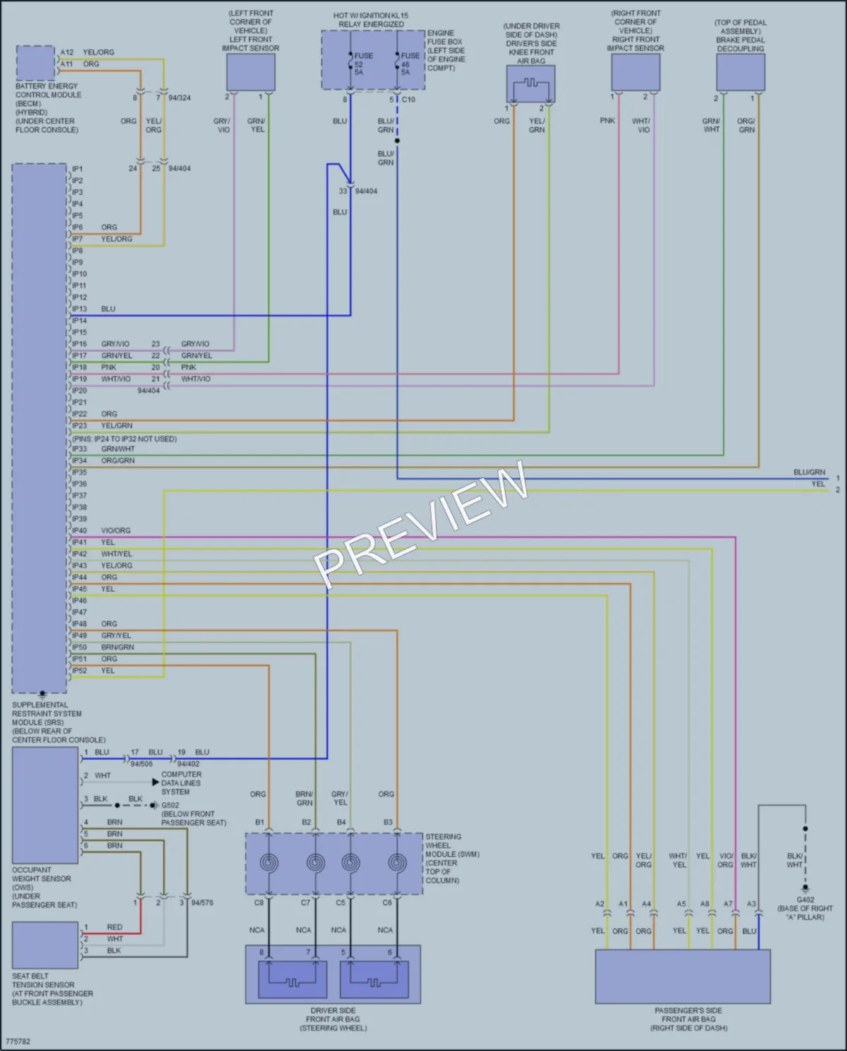 2020 Volvo XC90PlugIn Supplemental Restraints wiring diagram preview