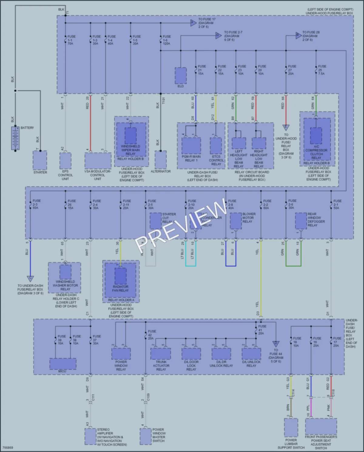 2021 Acura ILX Power Distribution wiring diagram preview