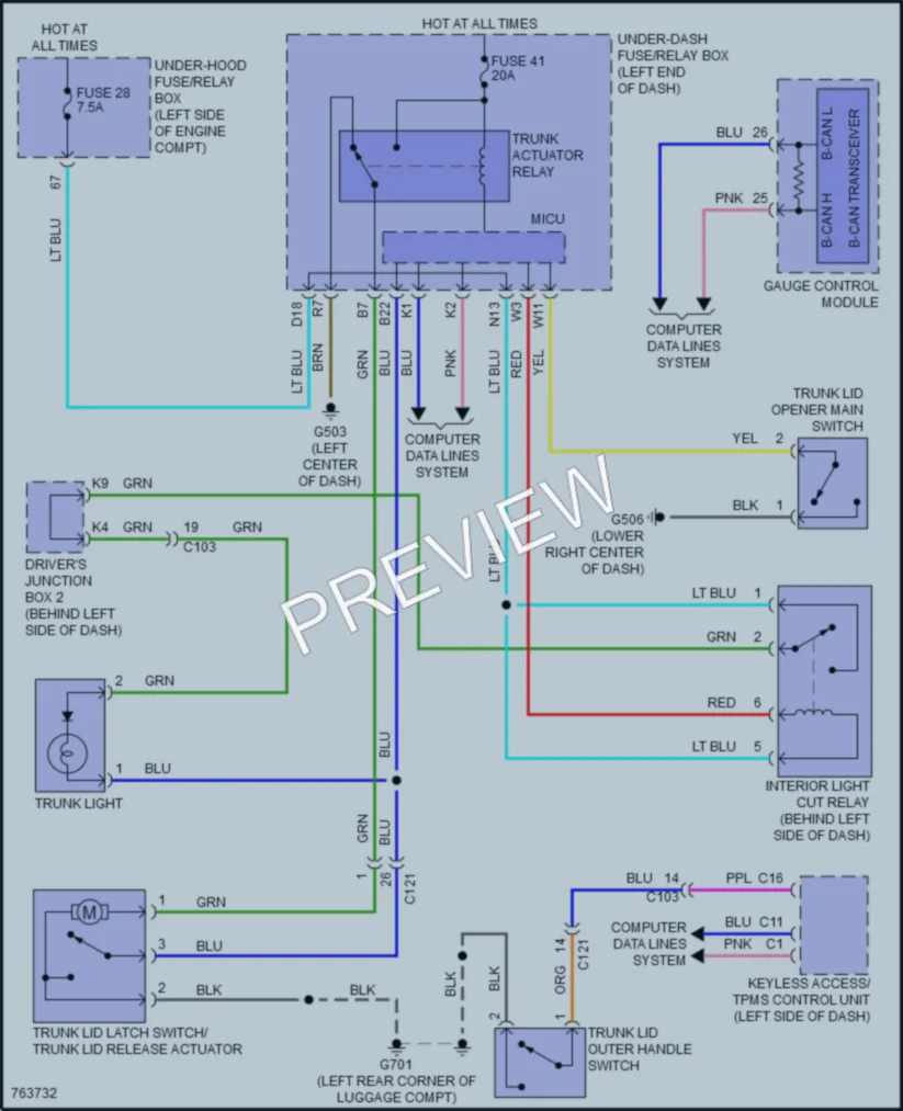 2021 Acura ILX Trunk Tailgate Fuel Door wiring diagram preview