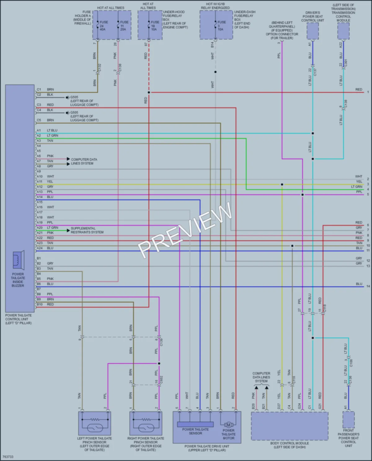 2021 Acura RDX Trunk Tailgate Fuel Door wiring diagram preview