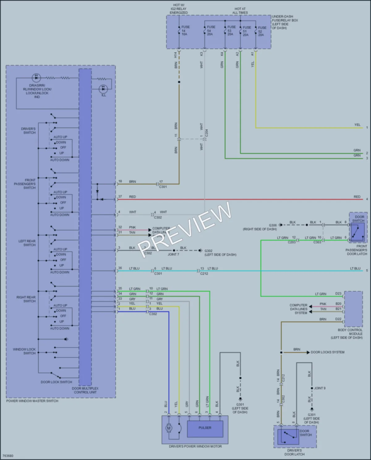 2021 Acura TLX Power Windows wiring diagram preview