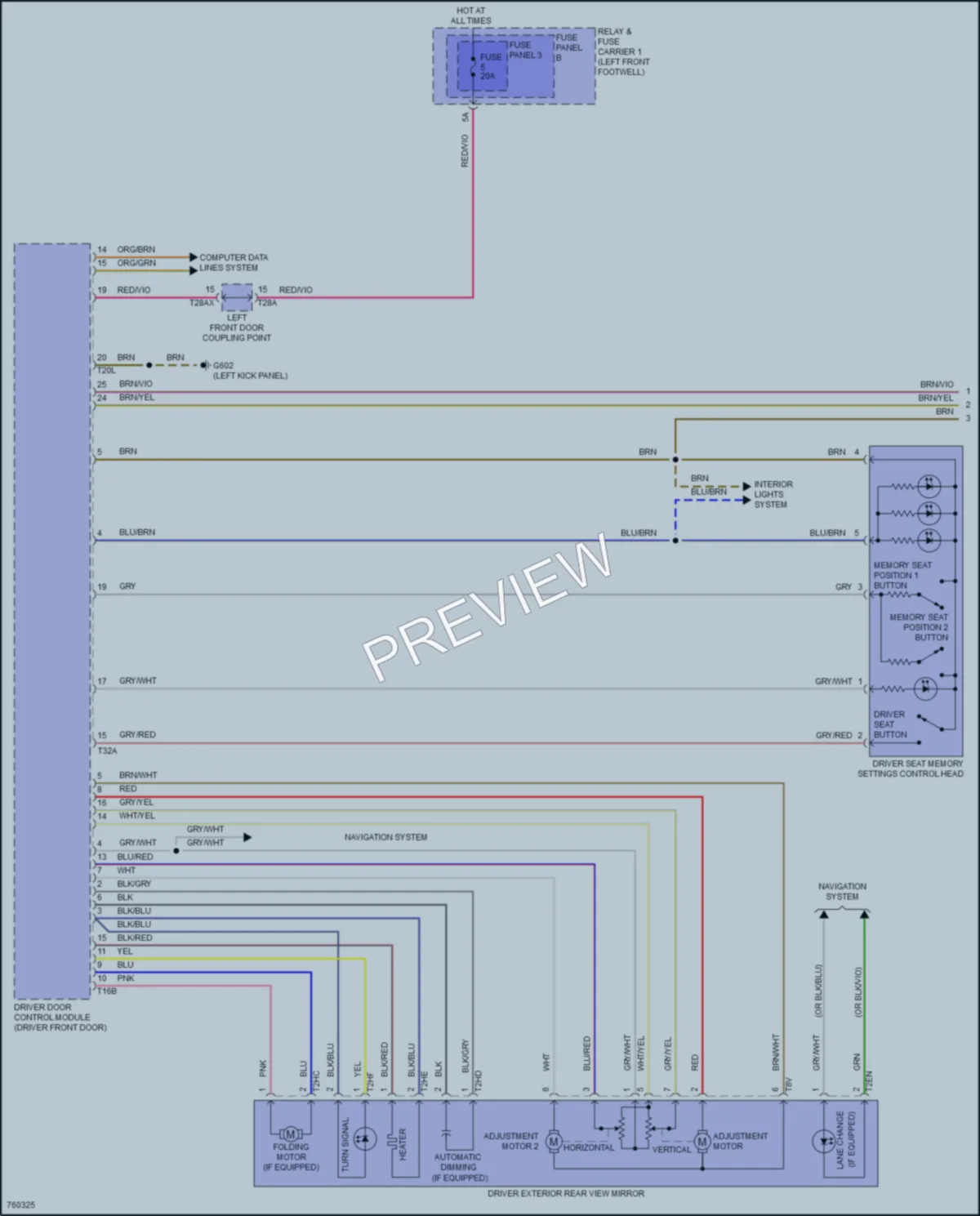 2021 Audi A4 Memory Systems wiring diagram preview