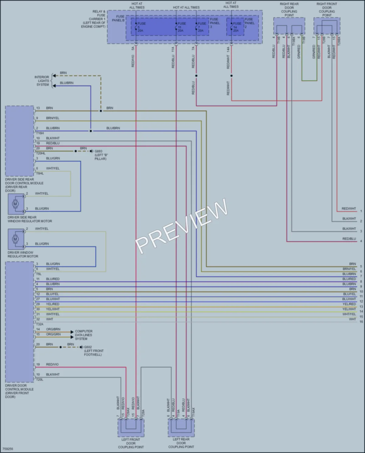 2021 Audi A4allroad Power Windows wiring diagram preview
