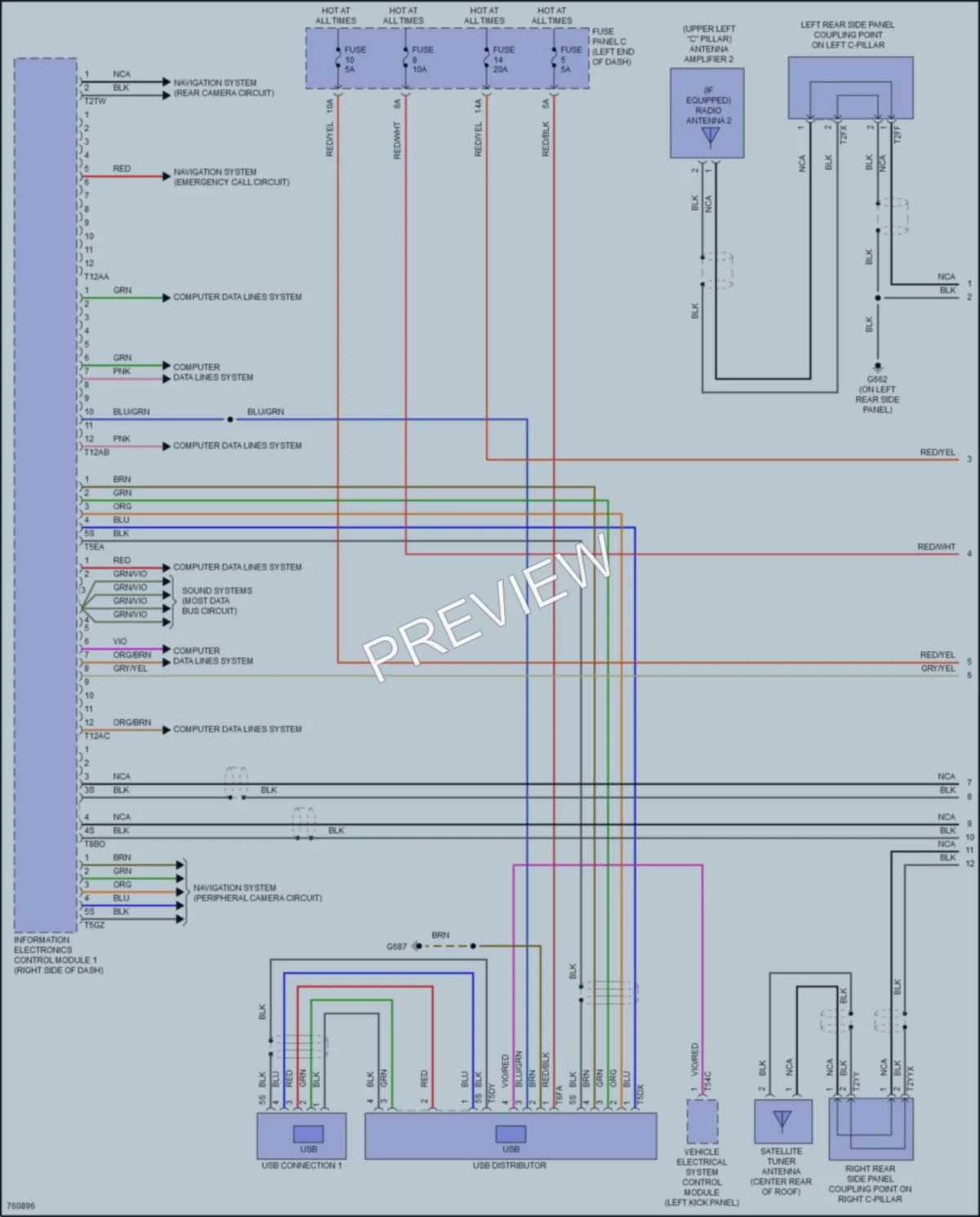 2021 Audi A5 Navigation wiring diagram preview