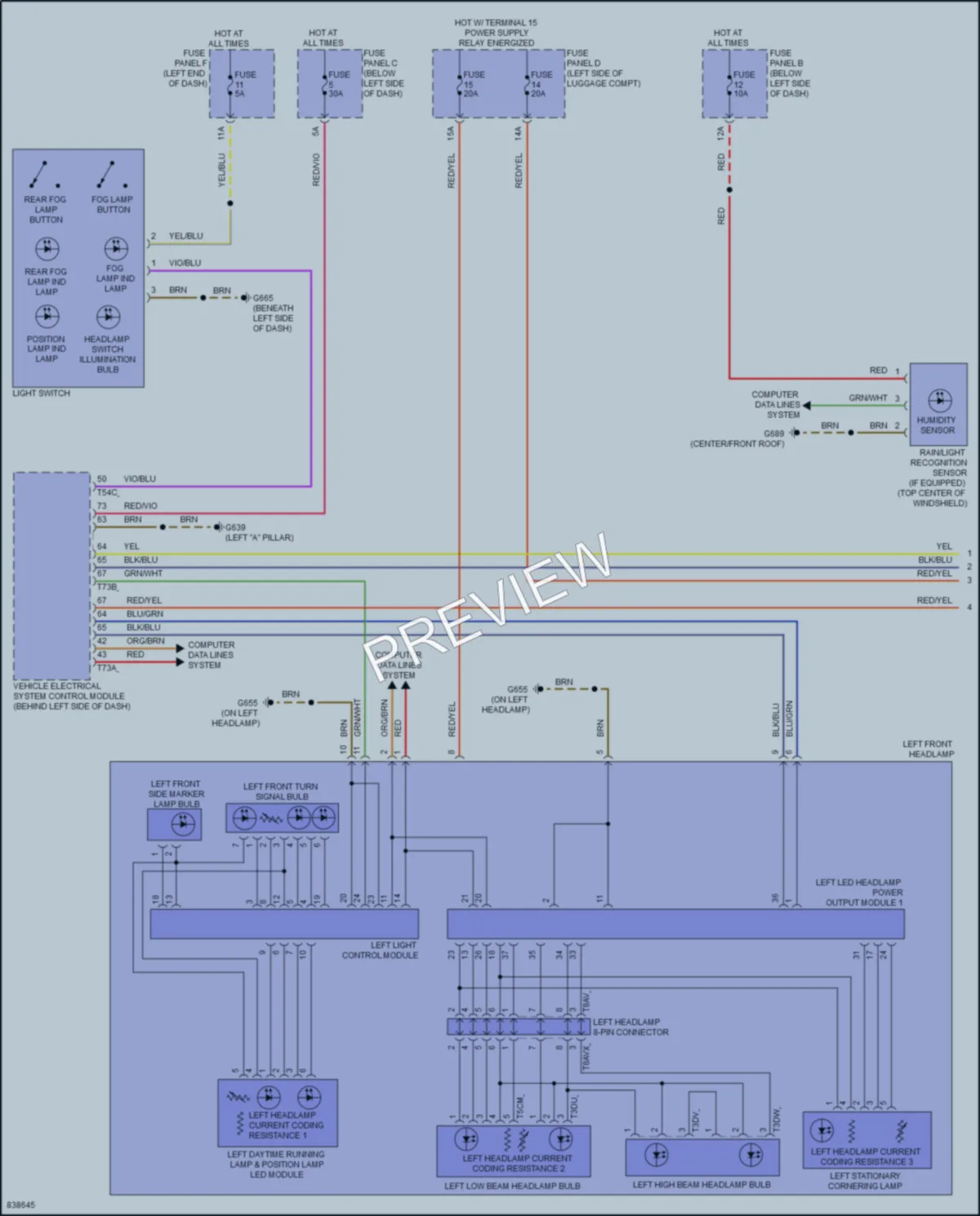 2021 Audi A8L Headlights wiring diagram preview