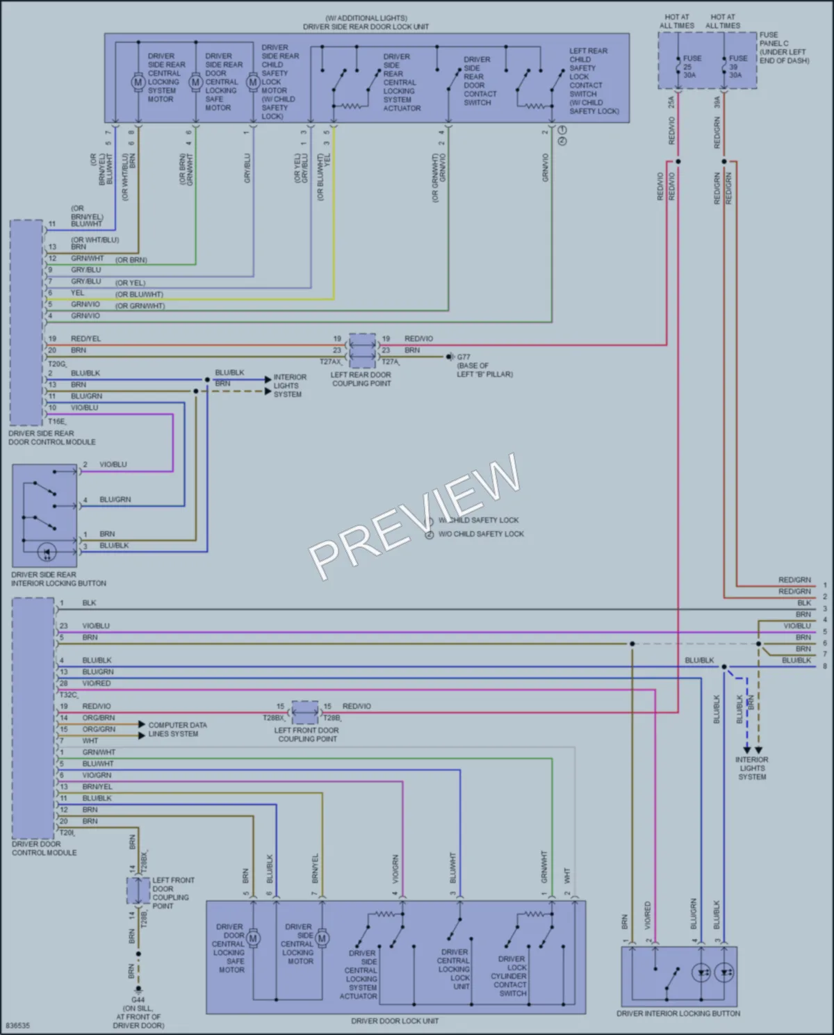 2021 Audi Q3 Power Door Locks wiring diagram preview