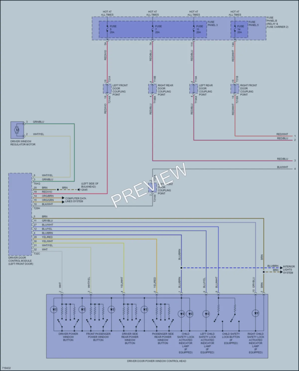 2021 Audi Q7 Power Windows wiring diagram preview