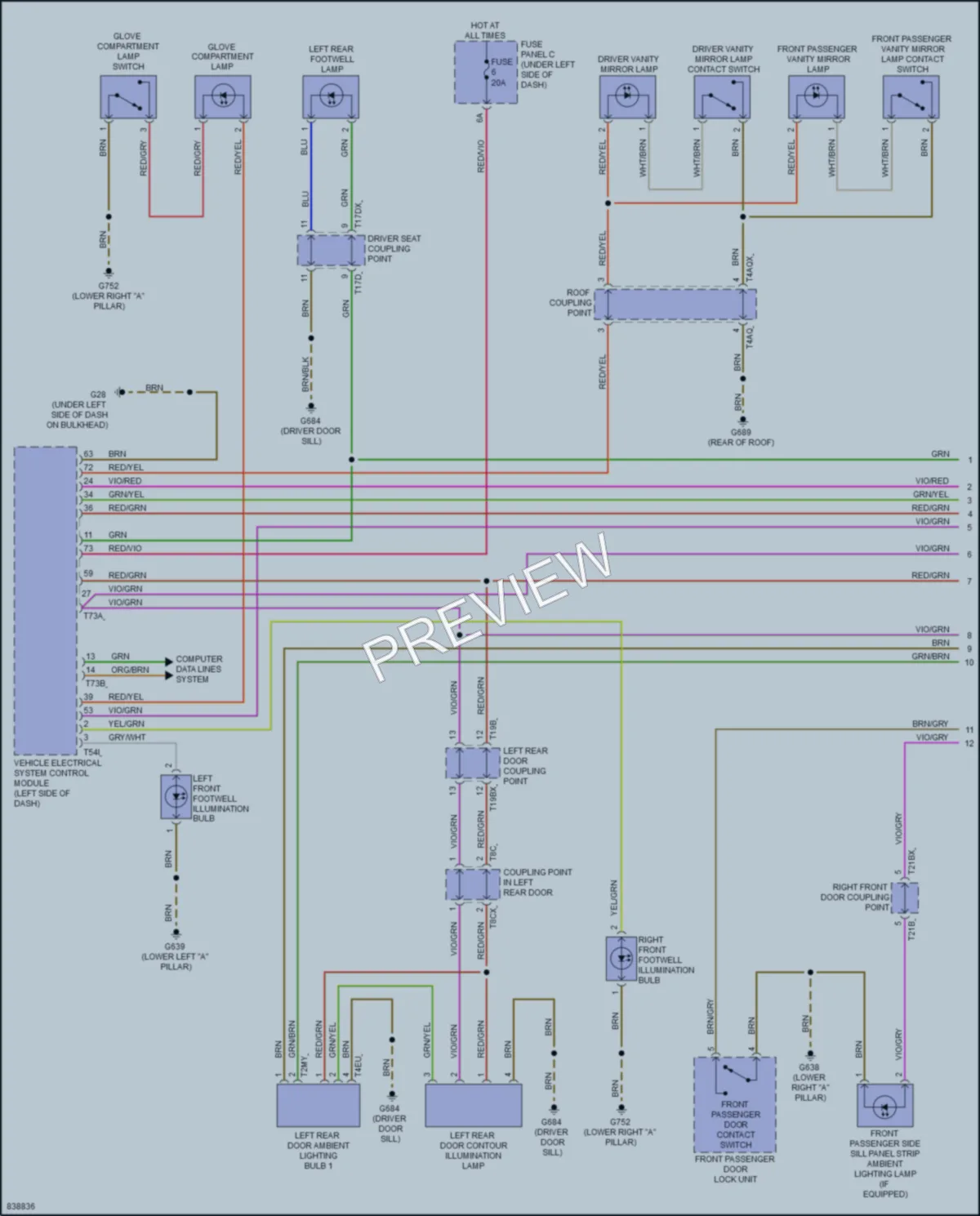 2021 Audi Q8 Interior Lights wiring diagram preview