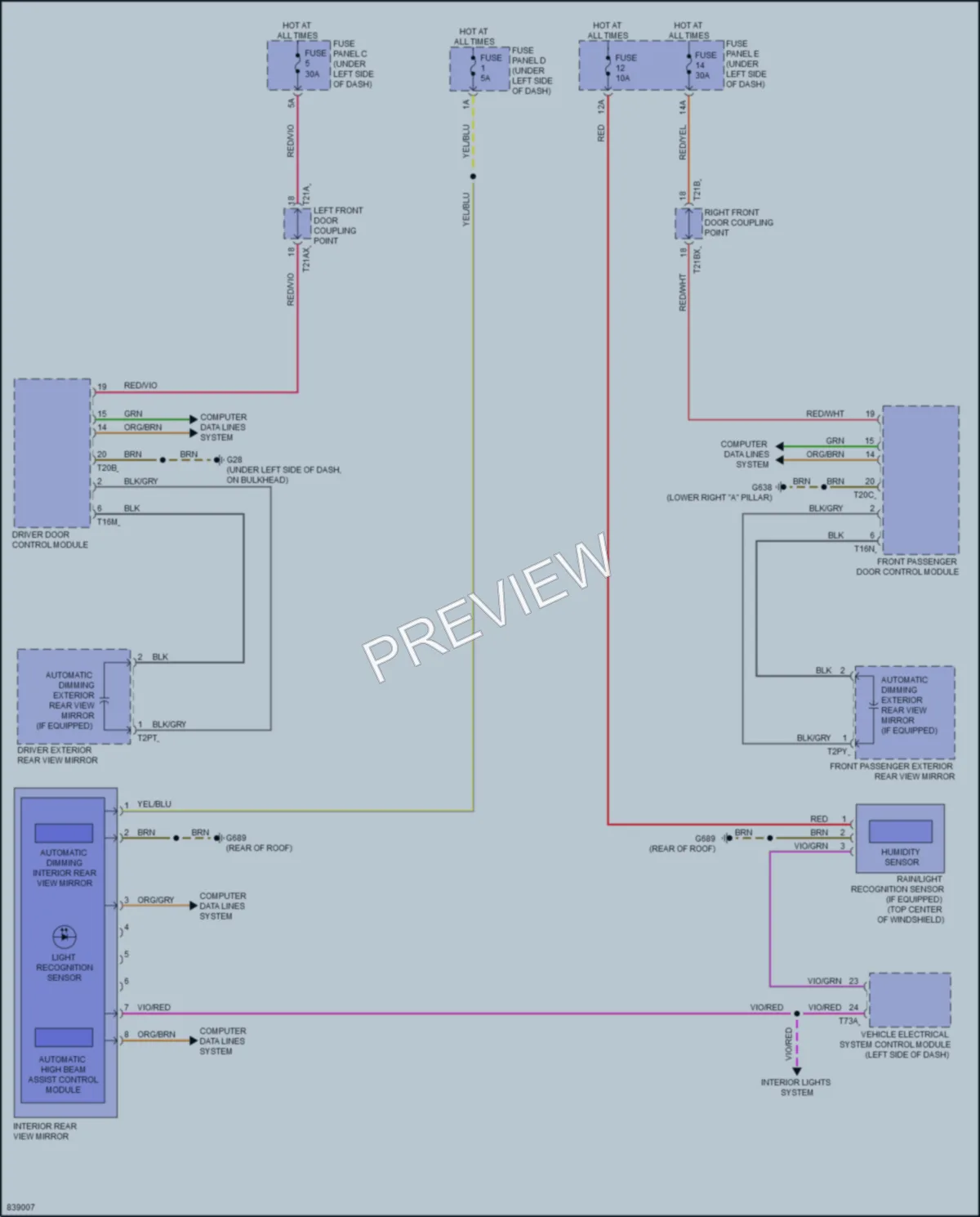 2021 Audi Q8 Power Mirrors wiring diagram preview