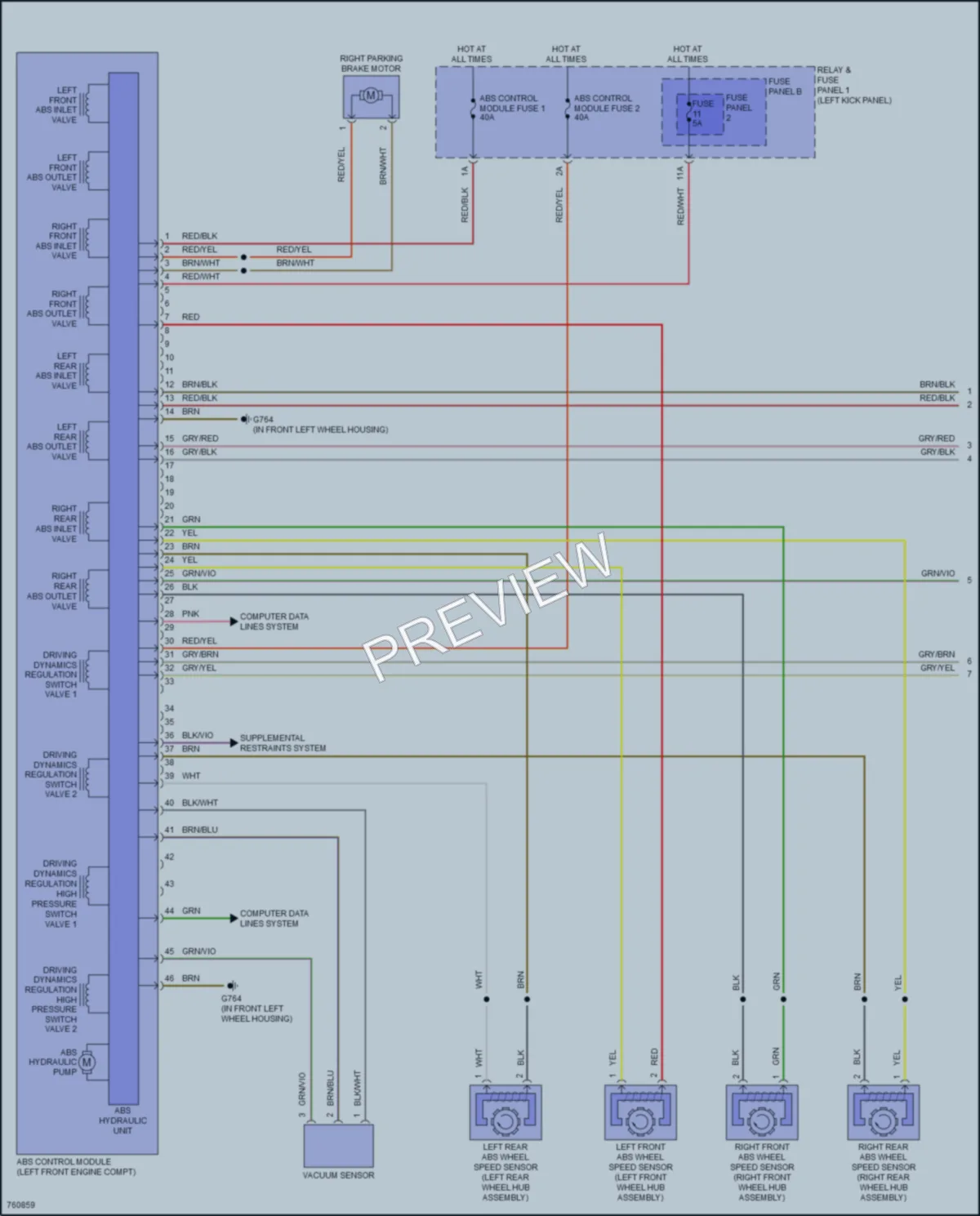2021 Audi RS5 Anti Lock Brakes wiring diagram preview