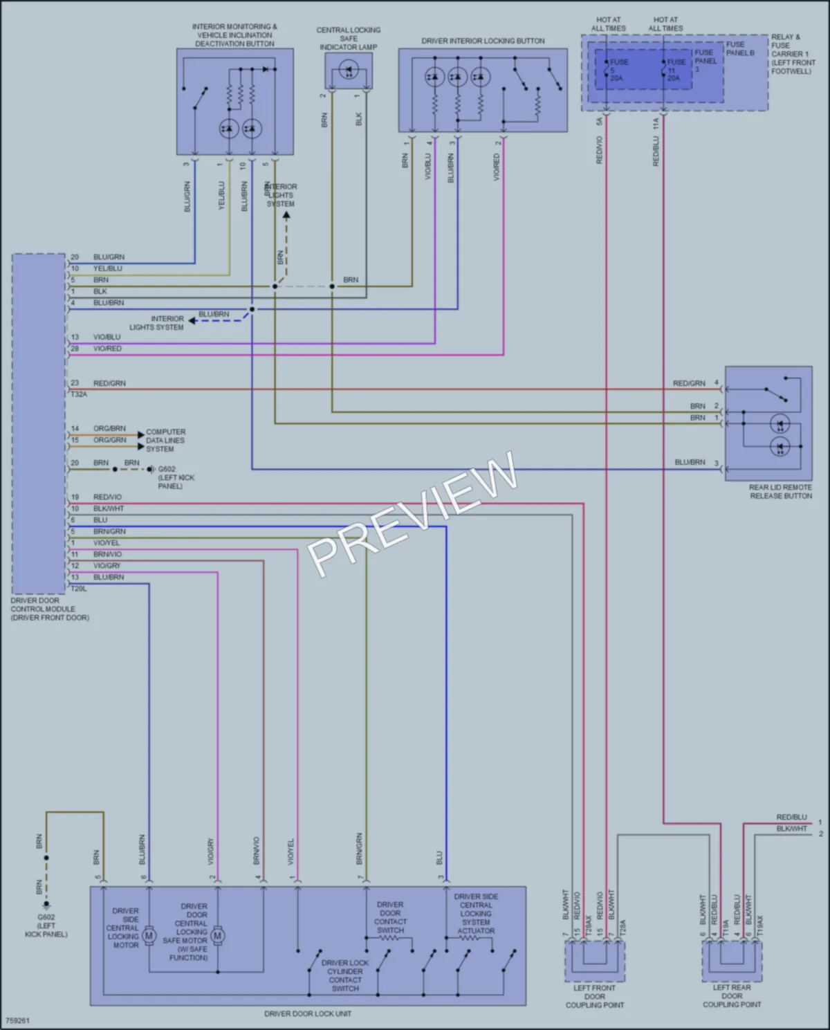 2021 Audi S4 Power Door Locks wiring diagram preview
