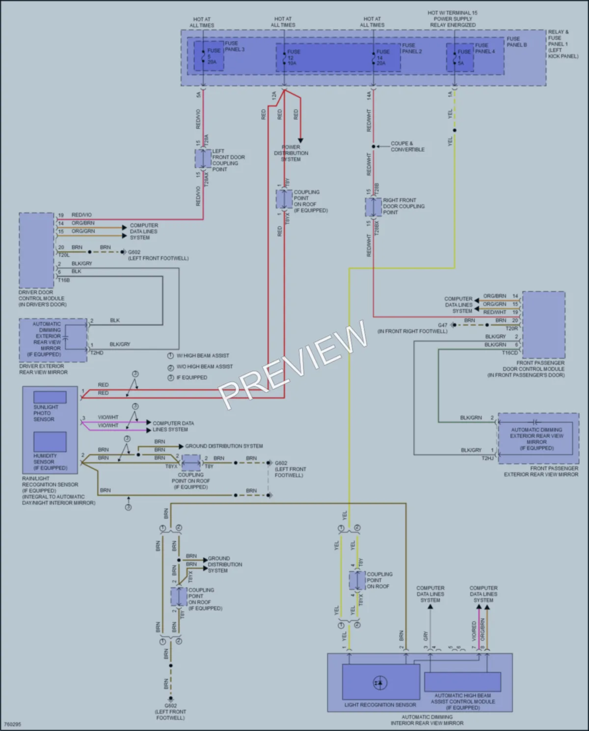 2021 Audi S5 Power Mirrors wiring diagram preview