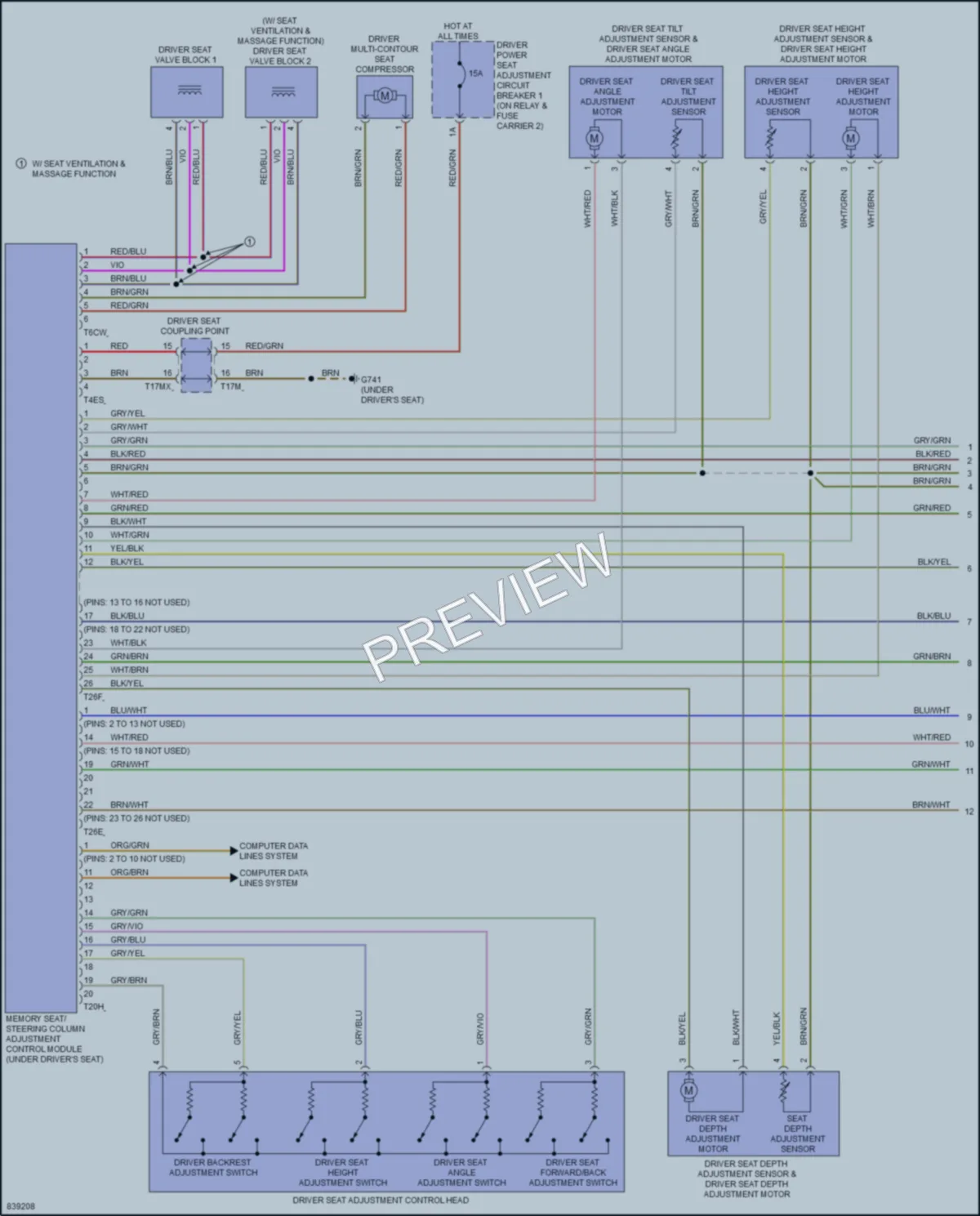 2021 Audi S6 Memory Systems wiring diagram preview