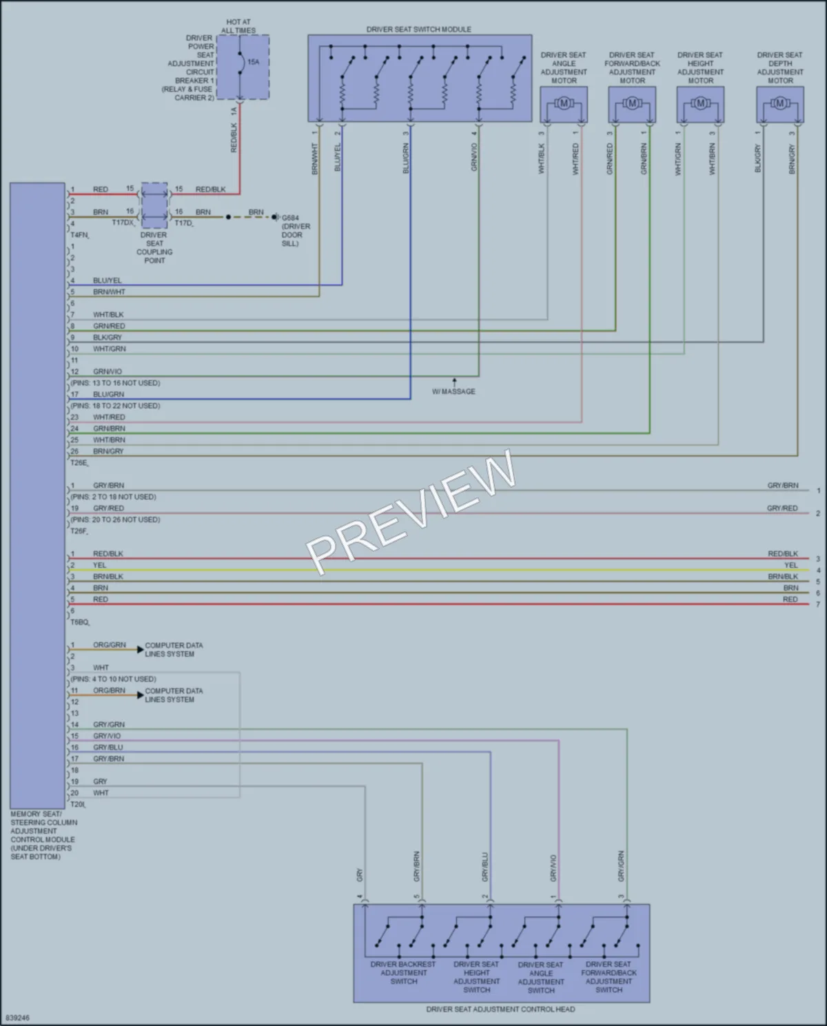 2021 Audi SQ8 Memory Systems wiring diagram preview