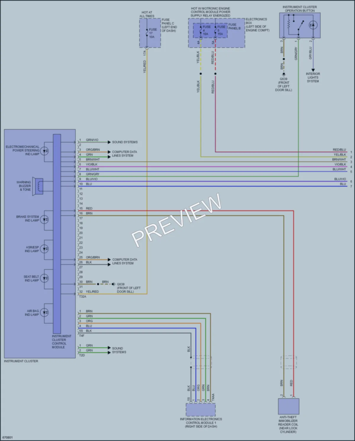 2021 Audi TT Instrument Cluster wiring diagram preview