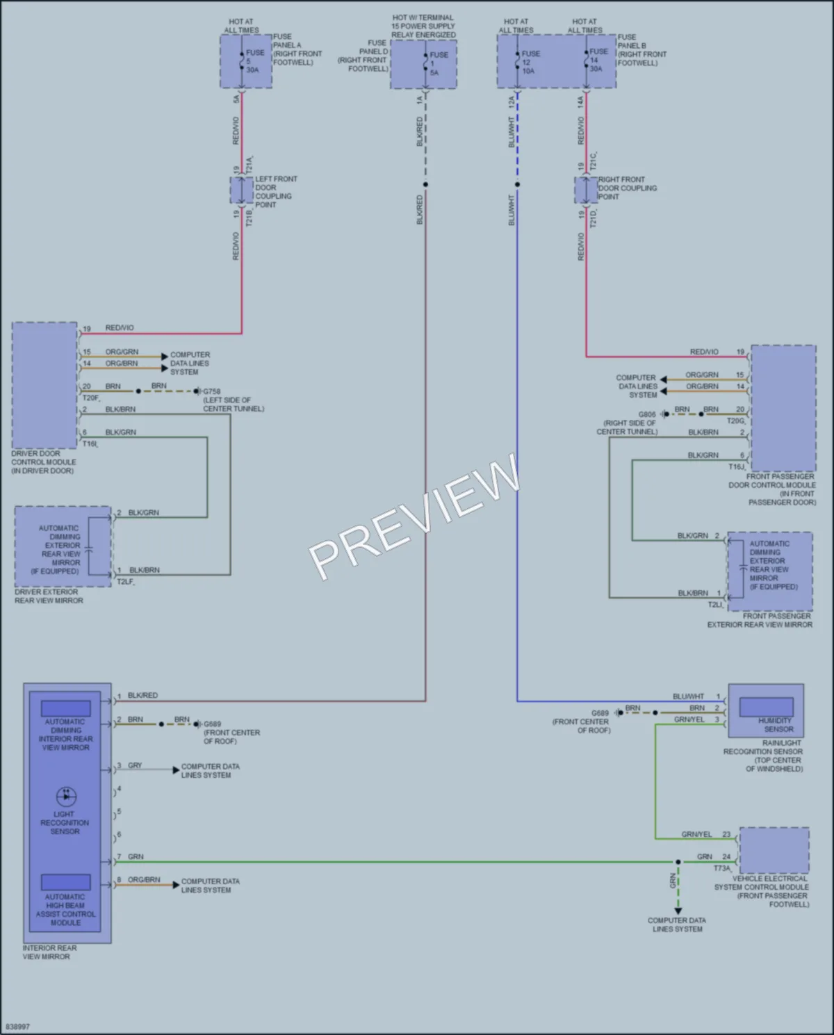 2021 Audi etronSportback Power Mirrors wiring diagram preview