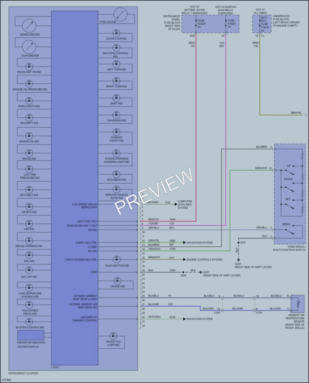 2021 Chevrolet Spark Instrument Cluster wiring diagram preview
