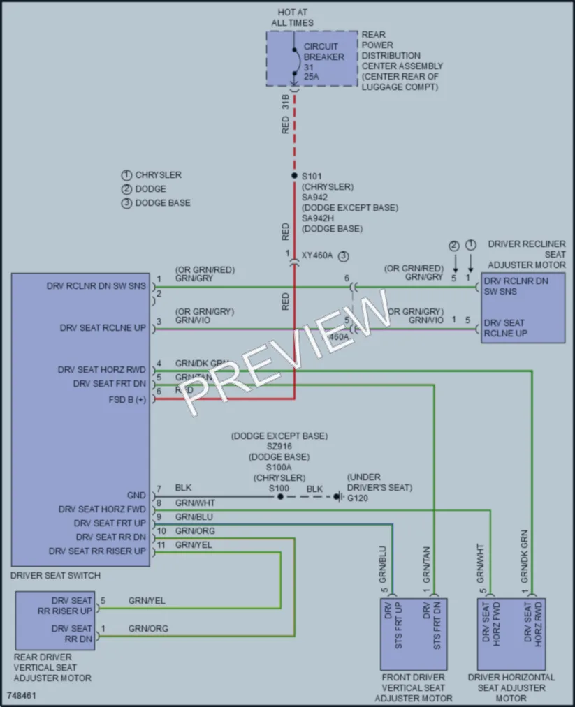 2021 Chrysler 300 Power Seats wiring diagram preview